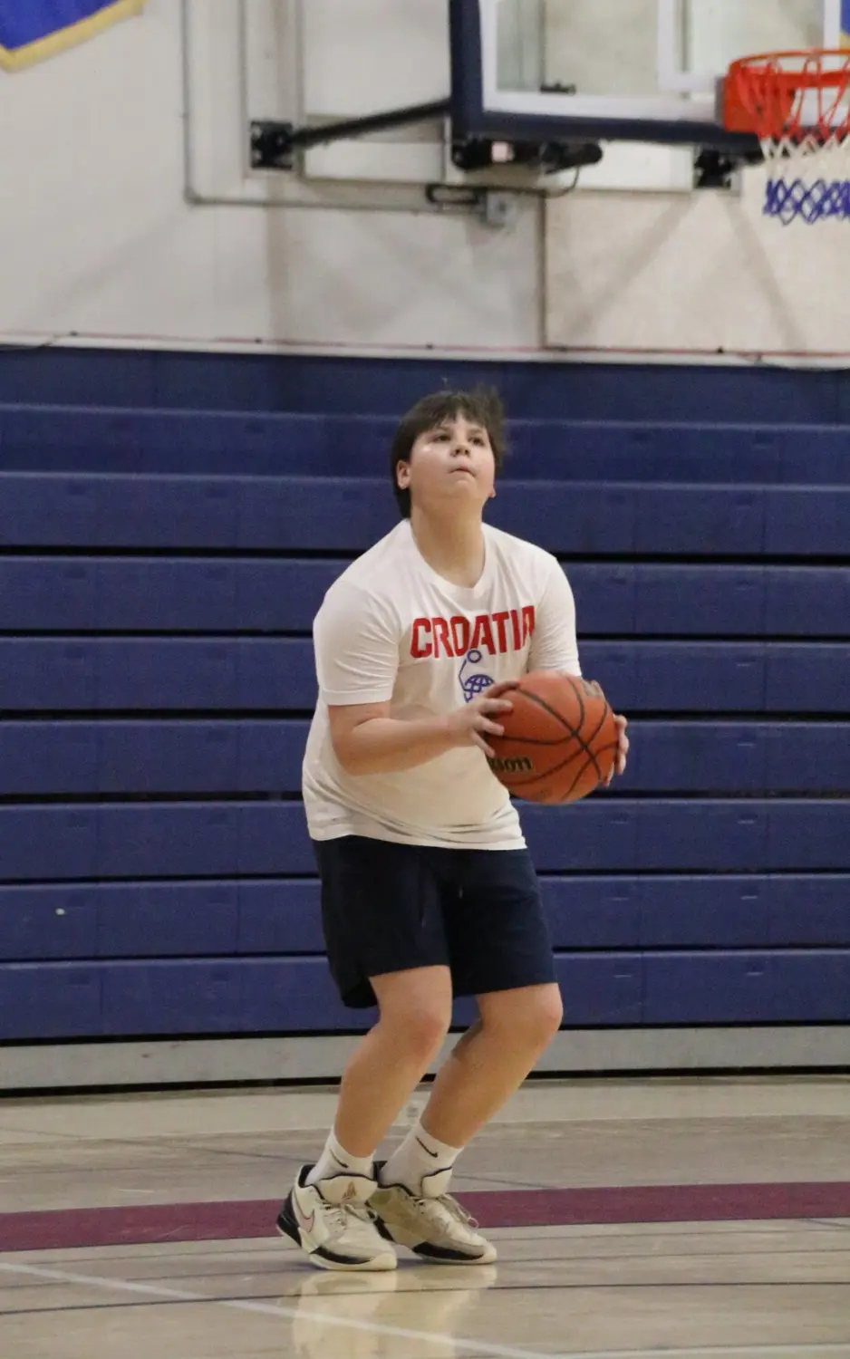 Athlete ready with the basketball